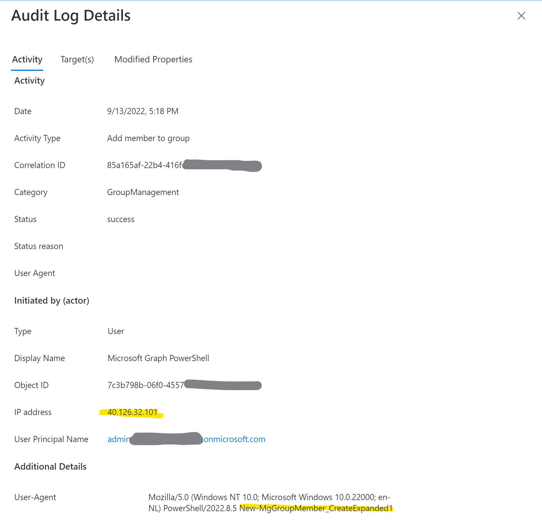 Add user audit log