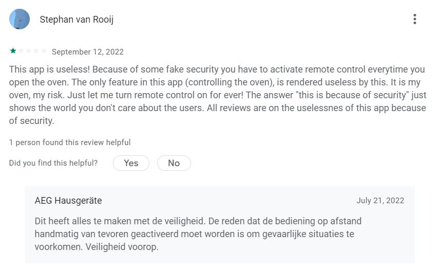 Play store review