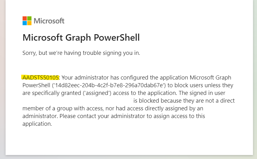 Microsoft Graph Powershell - Blocked